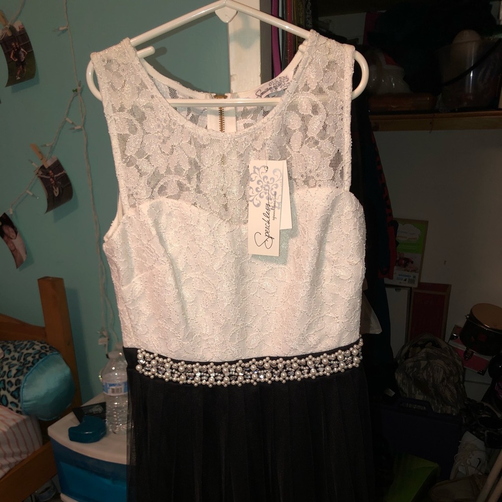 black and white dress